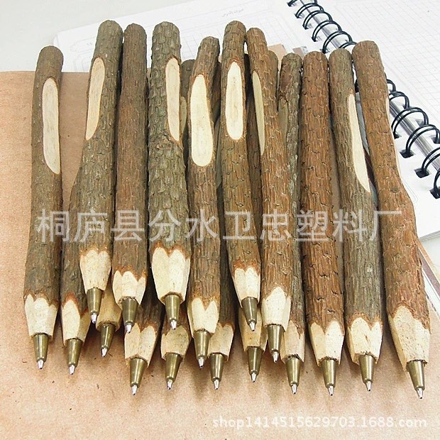 天然木制樹枝環(huán)保圓珠筆 酒店一次性松樹枝筆 學校辦公隨身文具