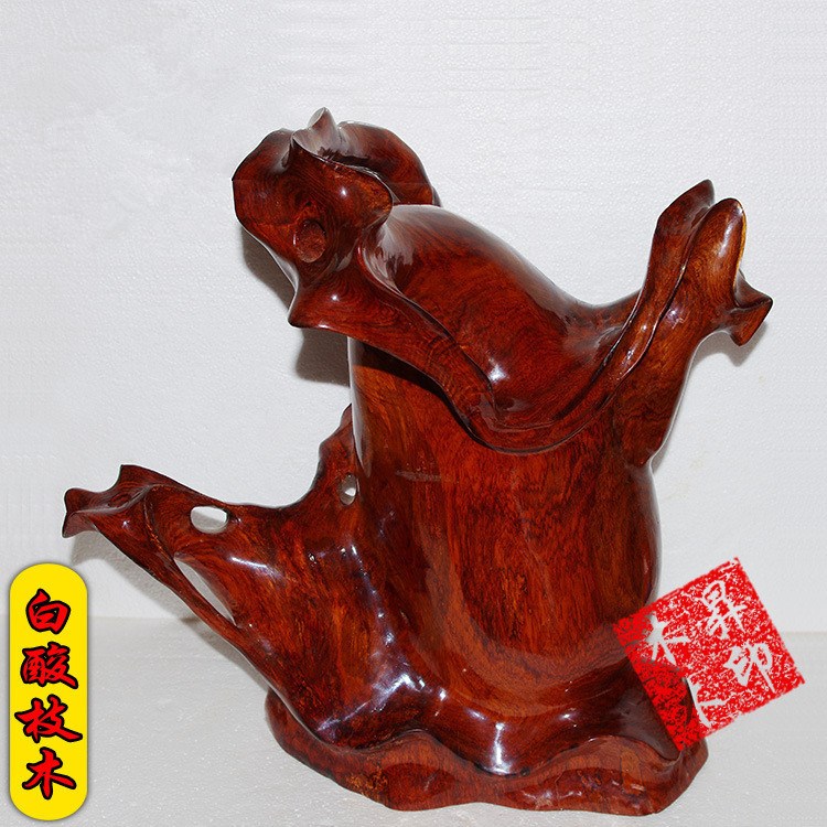 越南白酸枝創(chuàng)意根雕花瓶家居飾品 紅木隨形木雕工藝品