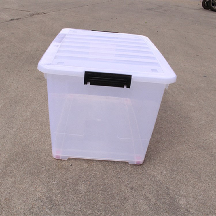 批发75l收纳箱车载塑料整理箱有盖带轮衣服玩具储物箱家用加厚