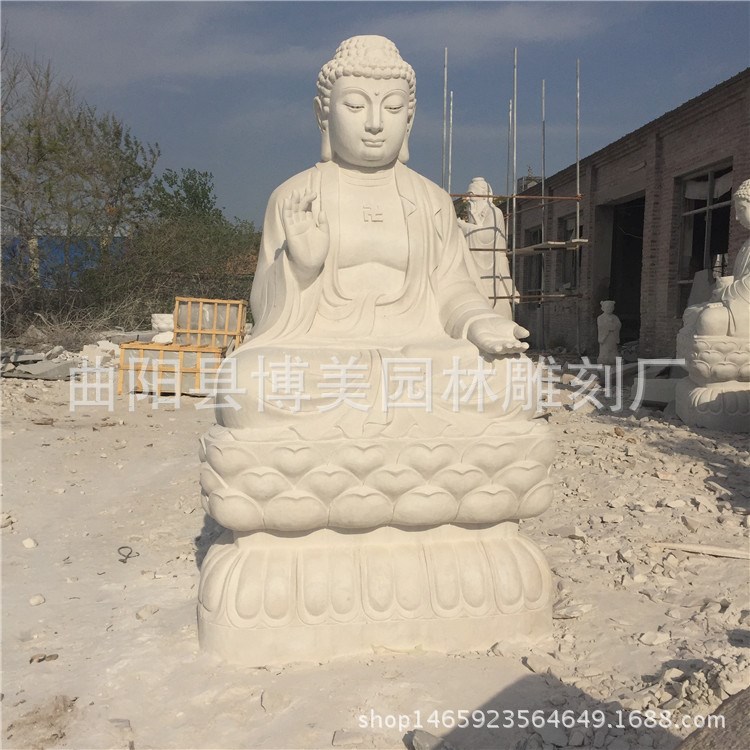 供應(yīng)石雕漢白玉佛像 定做花崗巖大型寺廟供奉坐佛雕塑擺件