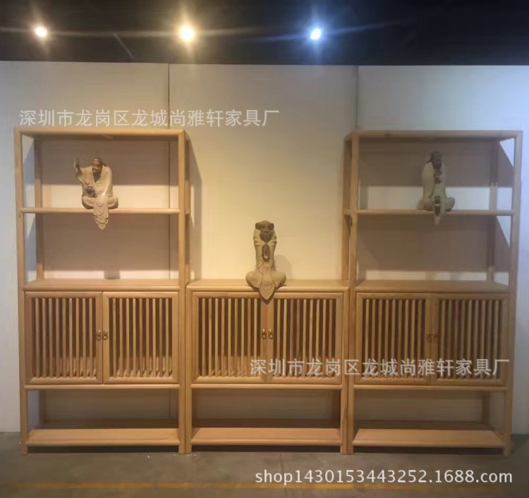 新中式書房臥室家具實木書柜榆木柜現(xiàn)代時尚家具工廠定制直銷
