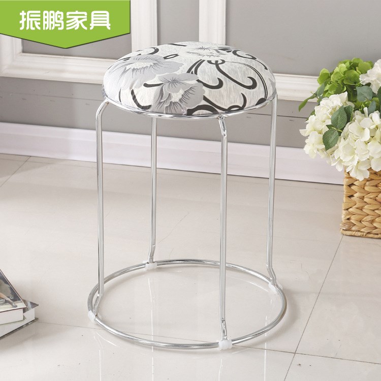 加厚海綿坐墊絨布面實(shí)心鋼筋凳 可疊工作圓凳 飯館家用餐椅 批發(fā)