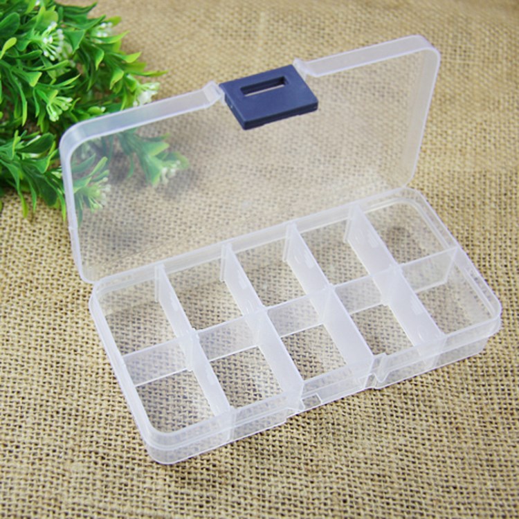 3347佑木透明10格可拆卸首飾盒藥盒塑料收納盒電子元件零件盒40g
