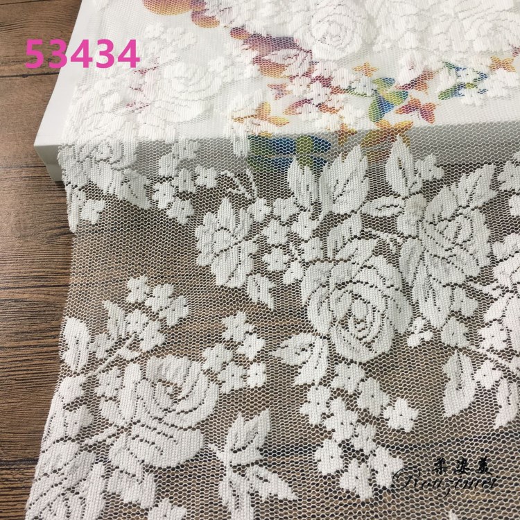 新款滌綸花邊面料 無彈蕾絲面料 婚紗裙子圍巾鞋帽箱包蕾絲布料