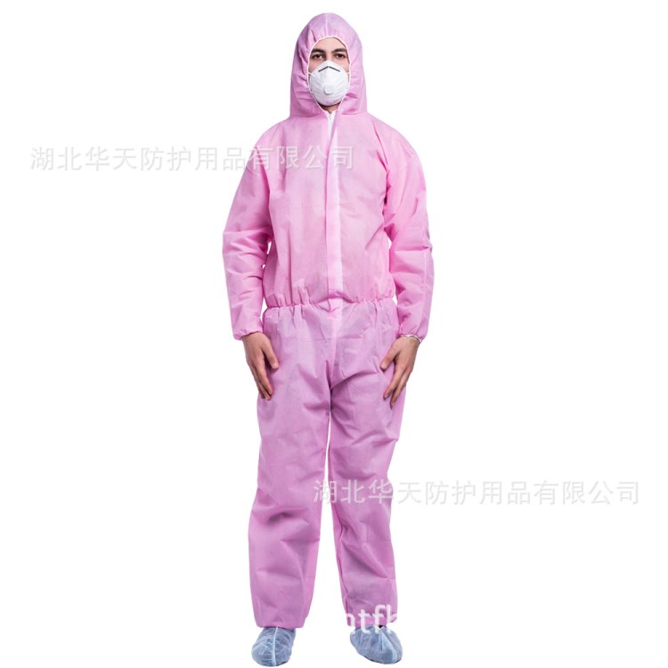 一次性無(wú)紡布連體防護(hù)服覆膜帶帽子不帶腳套