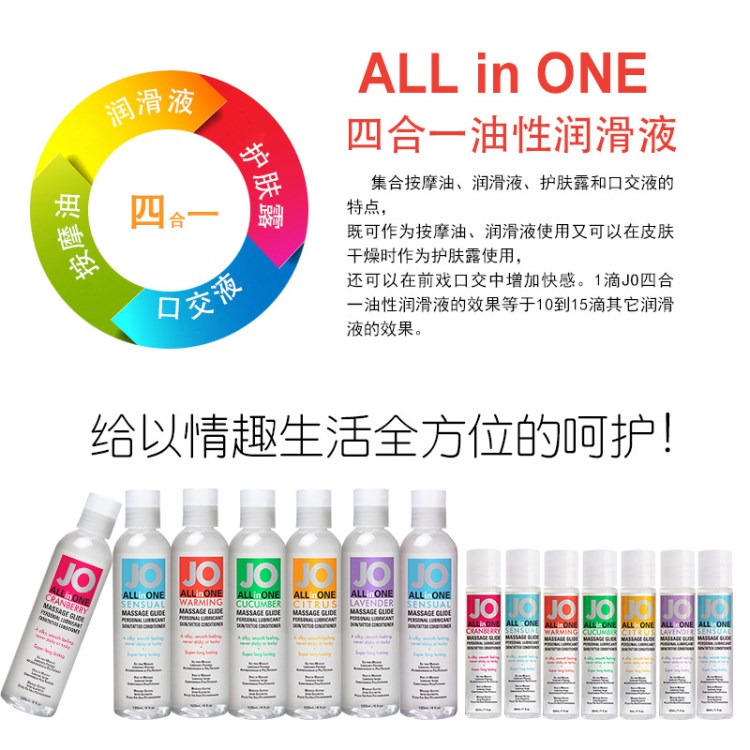 美國JO四合一潤滑液 潤滑劑 潤滑油 30ml 熱感 無味 草莓 小黃瓜