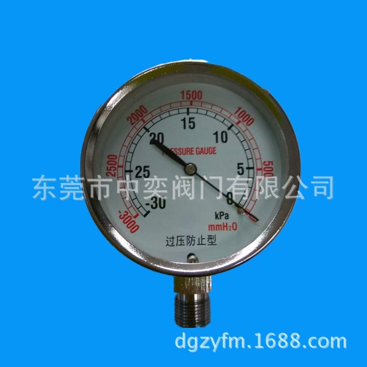 過壓防止型壓力表 膜合壓力表  微壓負(fù)壓壓力表 天然氣專用壓力表