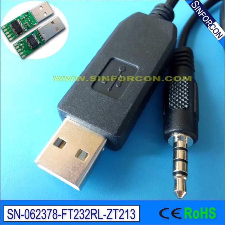 ftdi usb rs232轉(zhuǎn)音頻頭4極  usb rs232 to 3.5mmAJ4p串口線