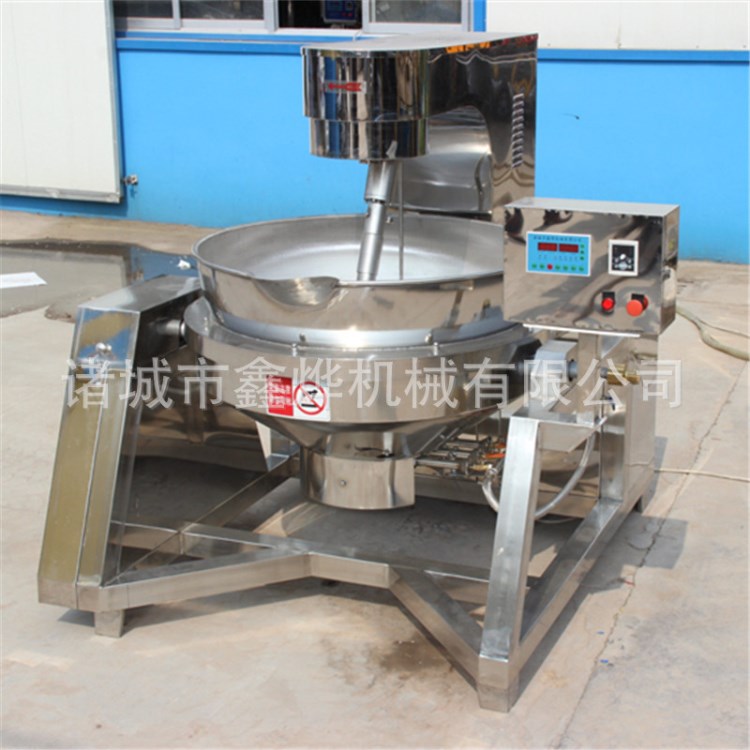 x諸城鑫燁辣椒醬燃氣炒鍋 可傾式帶攪拌立式不銹鋼夾層鍋 上門安