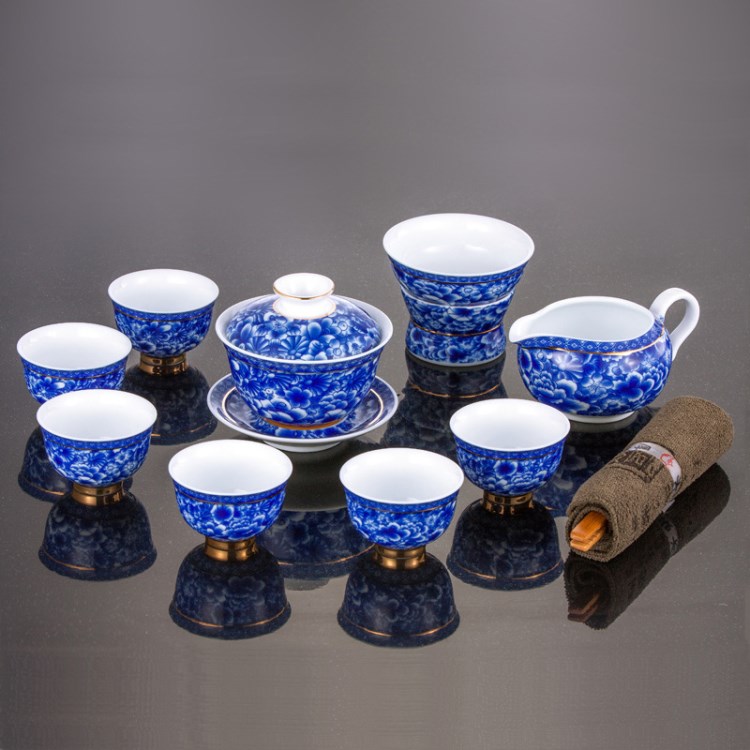 金地萬花陶瓷精美茶具手繪青花瓷精品功夫茶具整套套裝居家辦