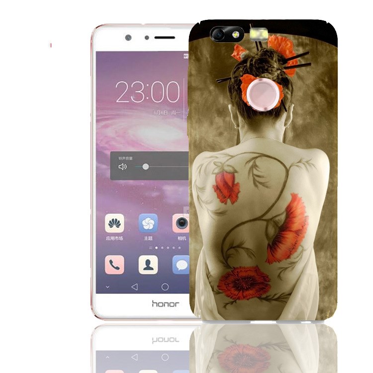 標信廠銷華為 榮耀8手機殼透明水晶殼噴油電鍍手機套彩繪防摔批發