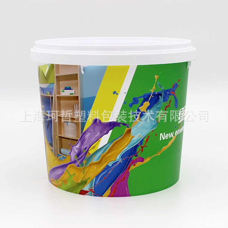 5.5L模內(nèi)貼標(biāo)PP塑料桶 環(huán)保漆涂料桶 建筑涂料容器帶蓋子