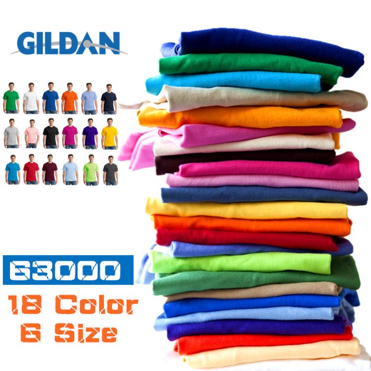 gildan杰丹63000棉色t恤男圓領(lǐng)空白短袖吉丹班服廣告衫定制