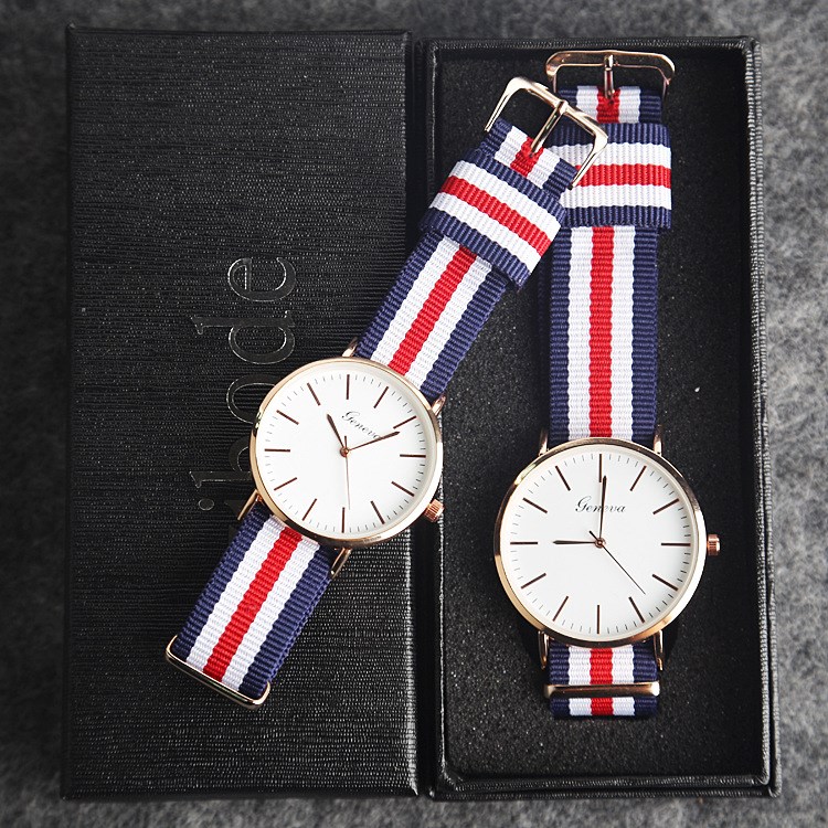 英倫風潮流韓版簡約帆布尼龍帶手表歐美復古薄款韓國學生男女情侶
