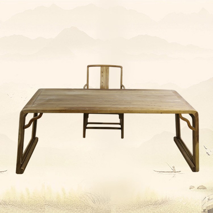 厂家定做中式家具实木仿古榆木画案 简约案台书画桌画案