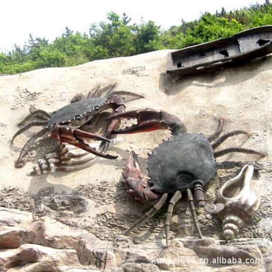 玻璃鋼雕塑 浮雕 動物 螃蟹仿真 砂巖水泥 園林景觀雕塑