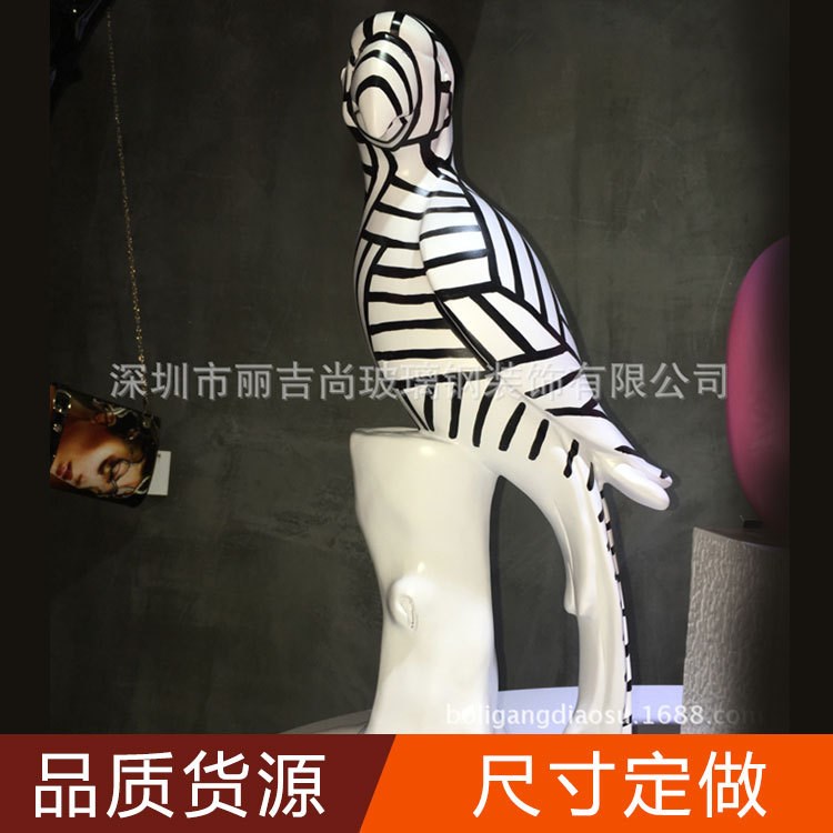 玻璃鋼鸚鵡雕塑 玻璃鋼仿真鋼動物鸚鵡雕塑 白色仿真鸚鵡