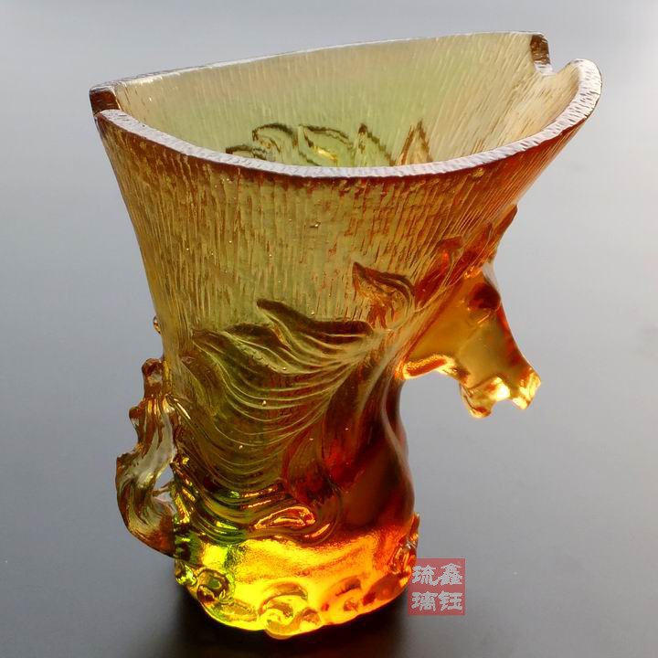 鑫鈺琉璃 家居裝飾擺件工藝品商務(wù)禮品筆筒 馬到成功