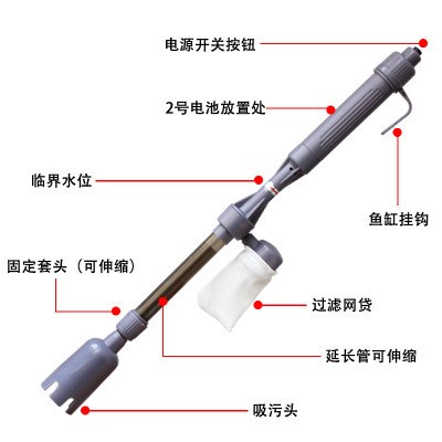 魚缸電動換水器洗沙吸便器吸糞器全自動水族箱清潔吸污泵水族外貿(mào)