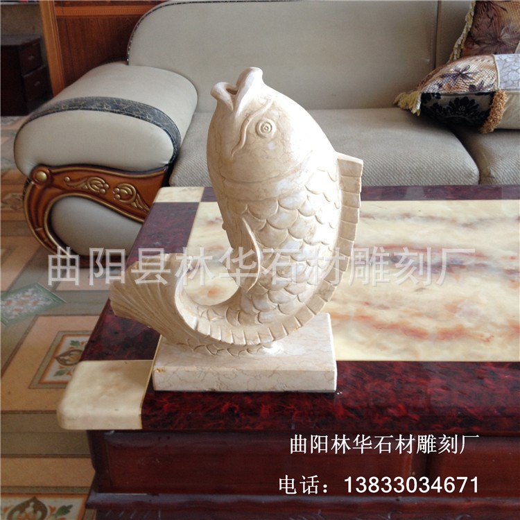 石材埃及米黃石雕噴水魚門庭院裝飾擺件石雕廠家定做直銷