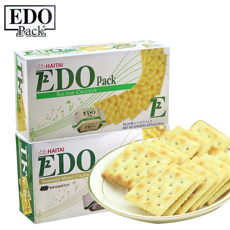 原装零食 EDOpack紫菜味 苏打饼干盒装141g 休闲零食批发