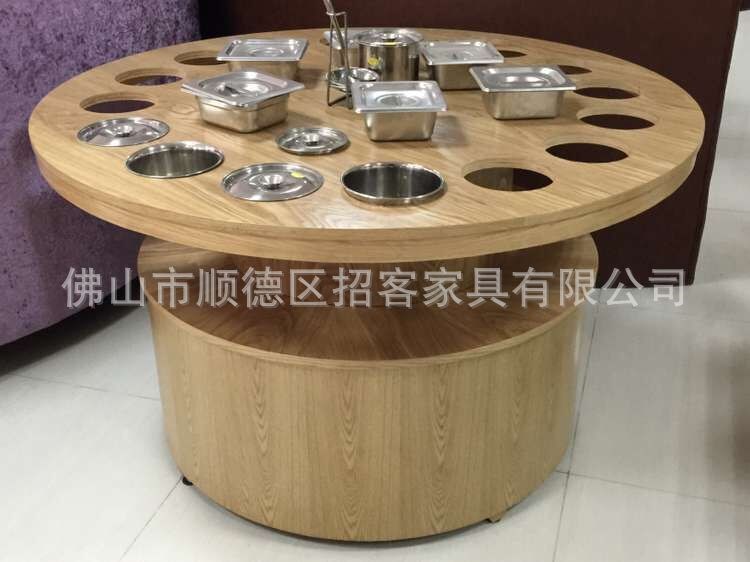 廠家直銷    各類混搭火鍋店專用調味桌    大理石實木調味桌