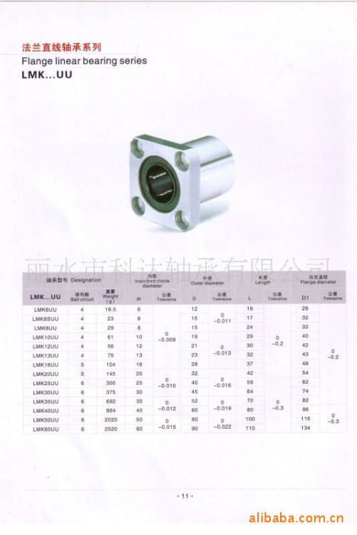 供应批发法兰运动轴承系列LMK6UU小型直线轴承