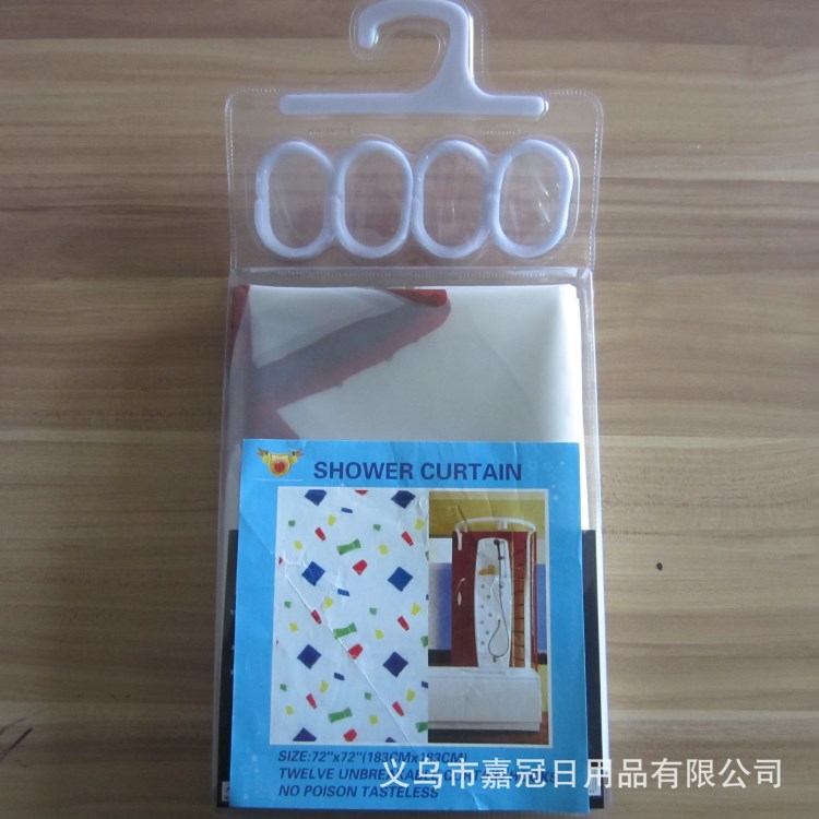 嘉冠 外貿(mào)出口日用品 歐式超市PEVA浴簾印花防水防霉泡殼精裝