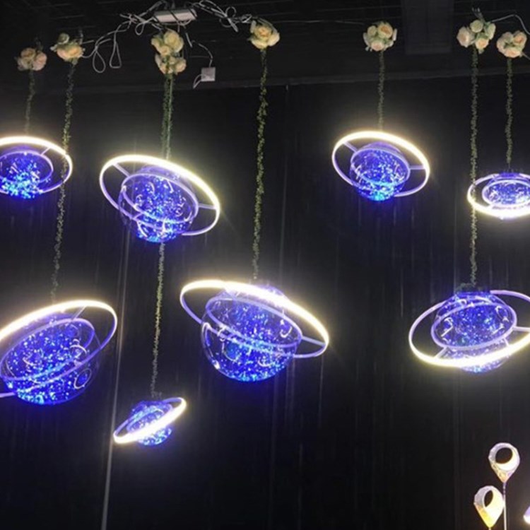 新款婚慶星空球道具太空星球夢幻星空婚禮布置吊燈櫥窗儀式亭裝飾