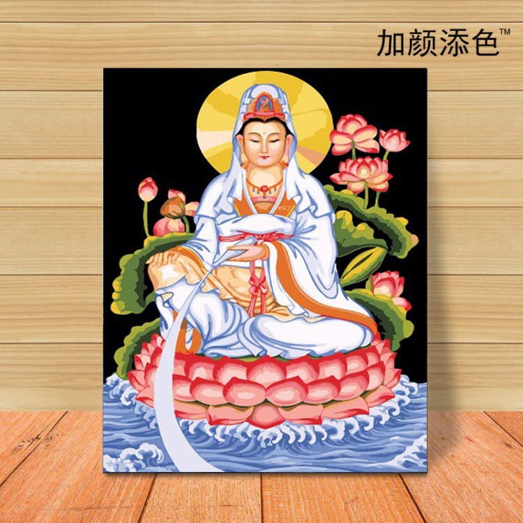 diy手繪數(shù)字油畫歐式裝飾畫義烏外貿(mào)直供廠家批發(fā)加盟6022觀音