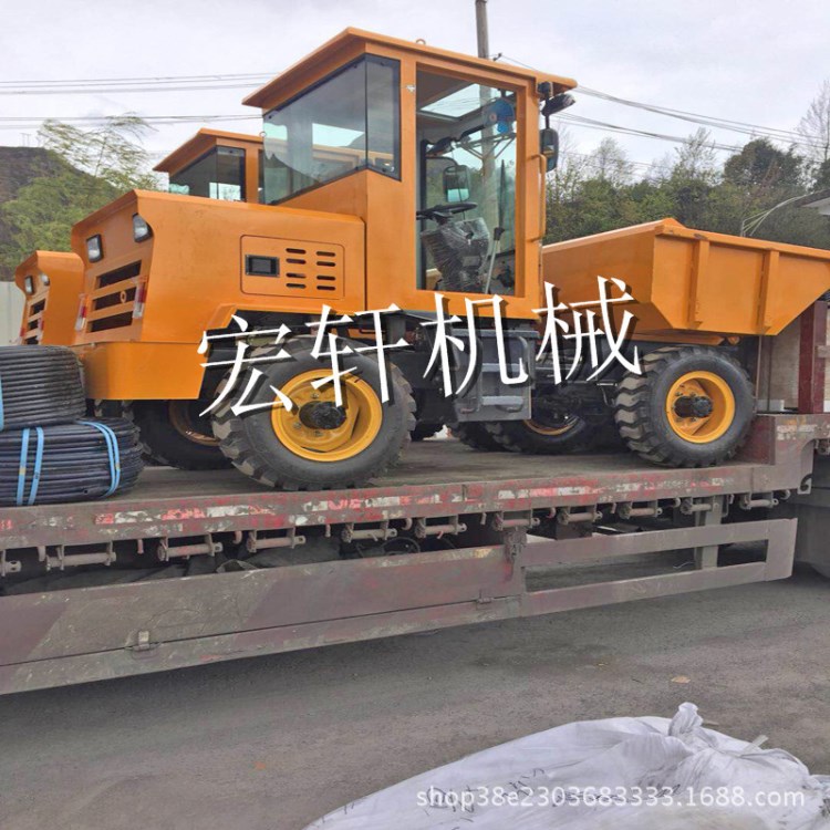 小型轉(zhuǎn)運(yùn)翻斗車四輪前翻式大噸位 液態(tài)料土方液壓翻斗車 三輪四輪