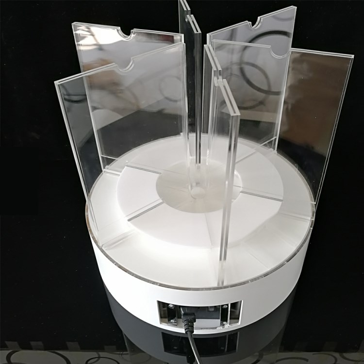 亞克力旋轉(zhuǎn)展示架 帶電機(jī)帶聲音臺(tái)卡臺(tái)牌菜單牌