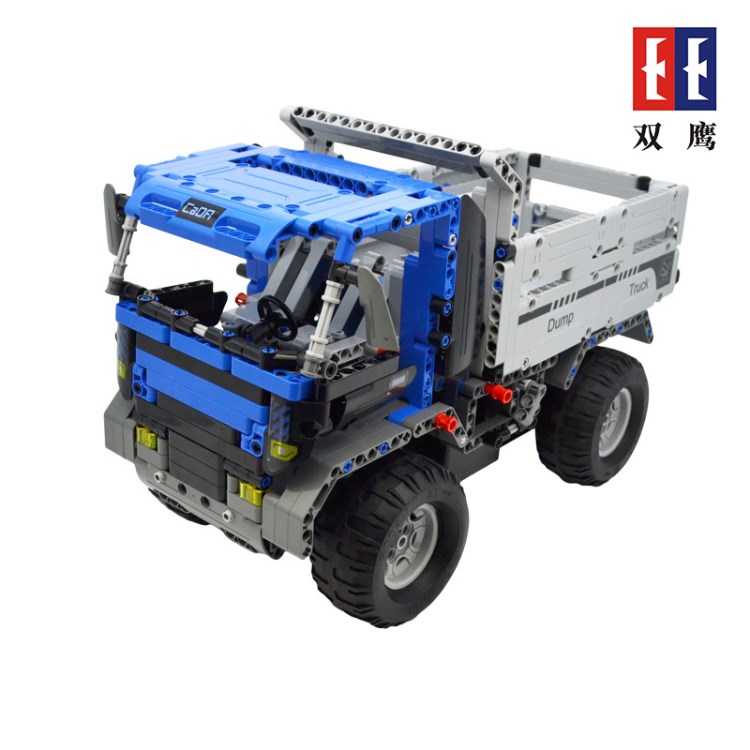 雙鷹咔嗒C51017D拼插遙控自卸車積木 開發腦力增加親子互動玩具車