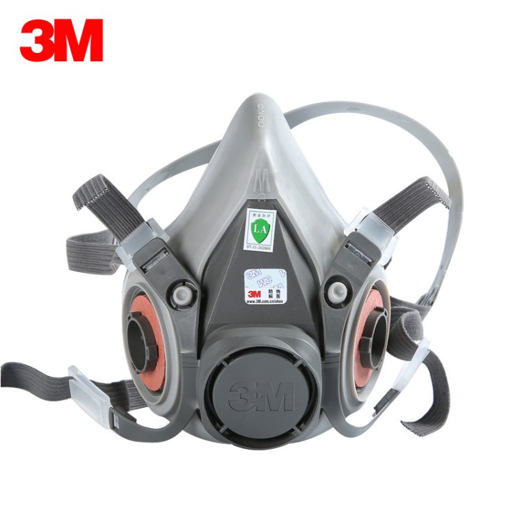 3M 6200頭戴雙罐式防護(hù)半面具噴漆化工粉塵過(guò)濾搭配濾棉濾盒使用