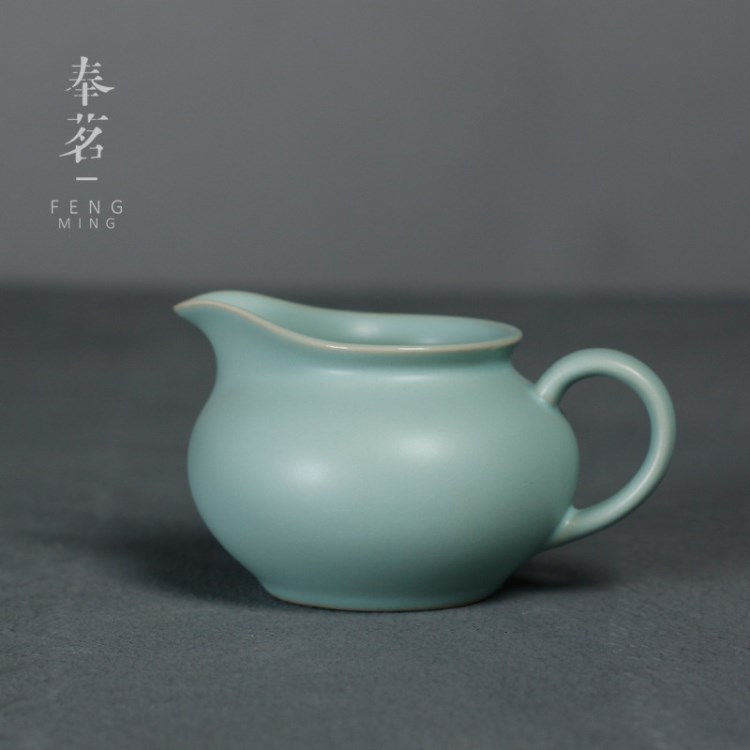 汝窯茶海瓷器功夫茶具茶道配件冰裂開(kāi)片 汝窯汝瓷公道杯