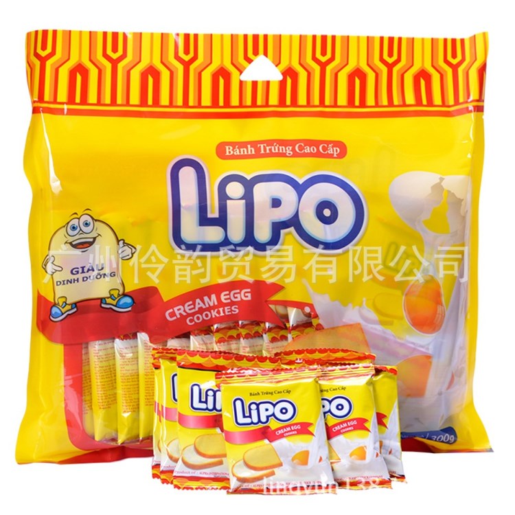 批发 休闲食品 越南LIPO白巧克力面包干300克 批发价联系客服10.5