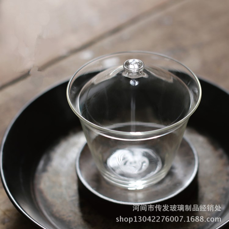 玻璃蓋碗 手工玻璃蓋碗 日式茶道耐熱玻璃泡茶器 功夫茶具