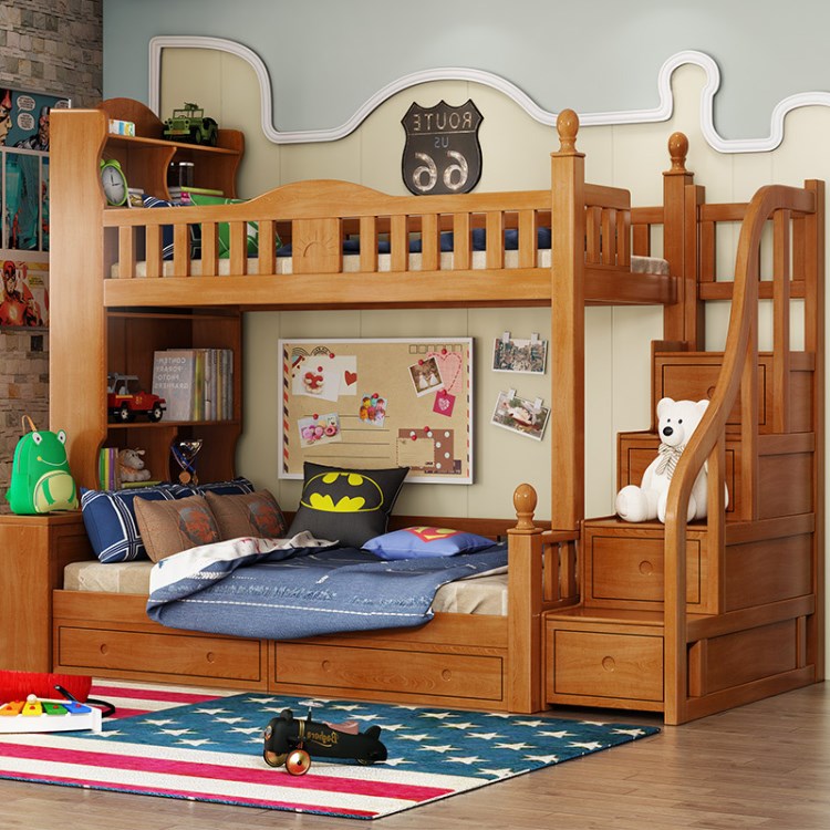 [厂家直销]子母床高低床实木儿童床上下床铺储物双层床批发