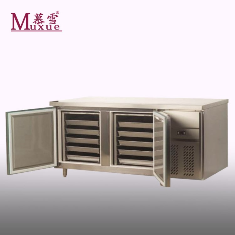 慕雪面包房專(zhuān)用面團(tuán)無(wú)霜冷凍操作臺(tái)臥式烤盤(pán)餅盤(pán)插盤(pán)不銹鋼工作臺(tái)