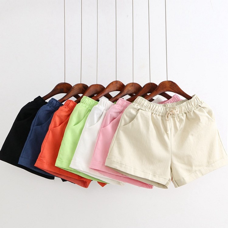 2017夏季新款女裝女大碼糖果彩色寬松棉休閑短褲韓版時尚 c1382