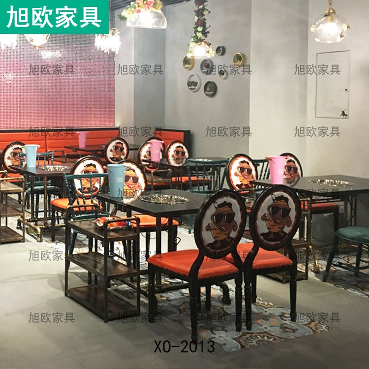 工业风餐桌 串串火锅石英石电磁炉餐桌铁椅餐厅卡座沙发水管菜架