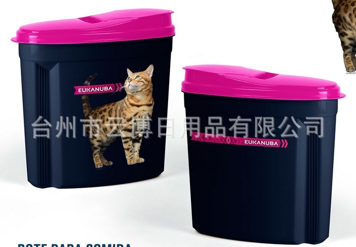 3kg儲(chǔ)糧桶貓糧桶廣告禮品塑料盒寵物用品糧食桶 外貿(mào)定制