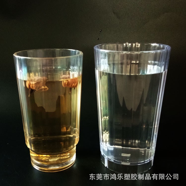 東莞工廠定制350ml透明冷飲塑料杯AS食品級(jí)塑膠杯果汁飲料杯條紋