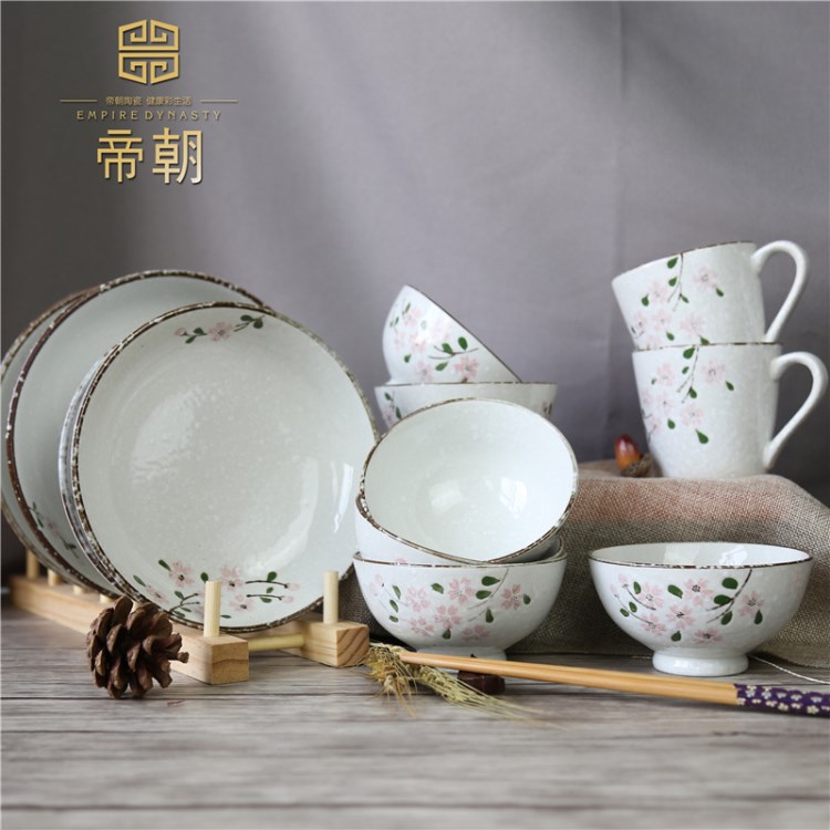 陶瓷器餐具套裝可愛日式和風(fēng)創(chuàng)意家用禮品微波爐手繪米飯碗盤