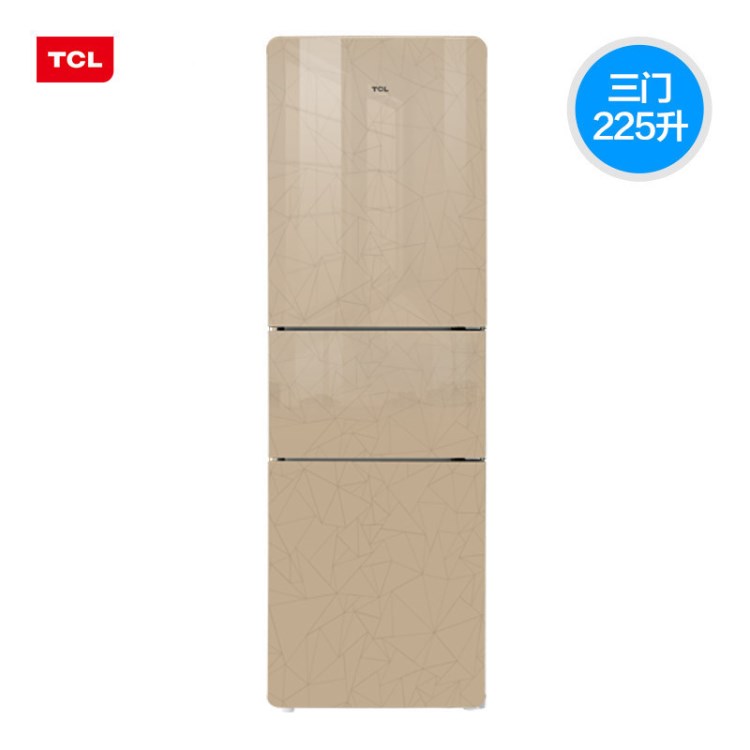 TCL BCD-225TBF1 時尚絲楠金玻璃面板 三門冰箱 一級能效
