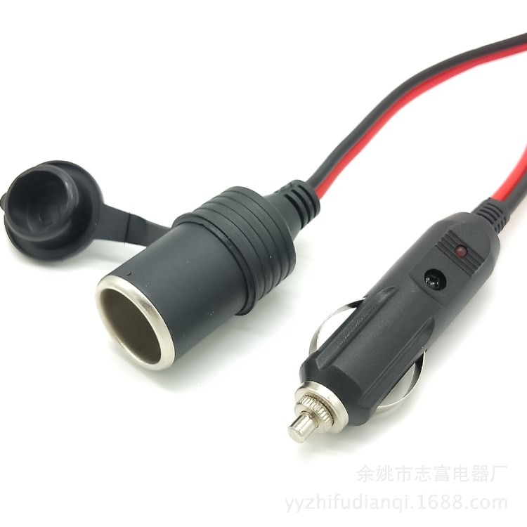 车载冰箱电饭煲点烟器电源线5521dc12v24V汽车点烟器母座延长线