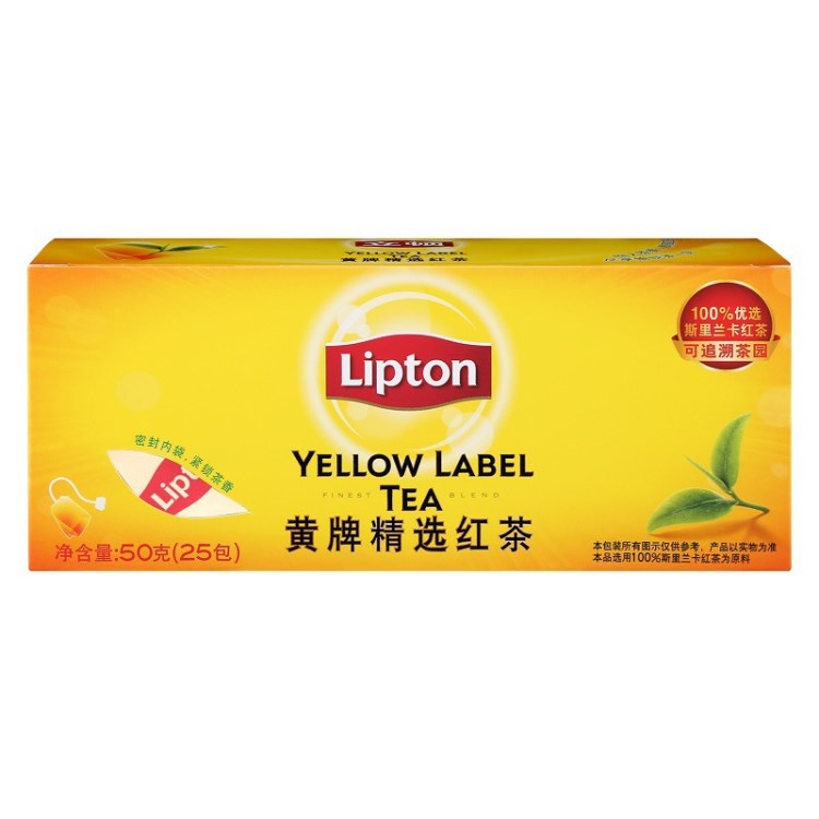 立頓/lipton黃牌精選紅茶茶葉茶包25袋裝