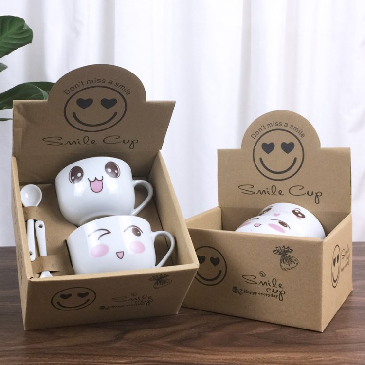 爆款卡通陶瓷杯 創(chuàng)意可愛表情馬克杯開業(yè)禮品牛奶杯定制logo