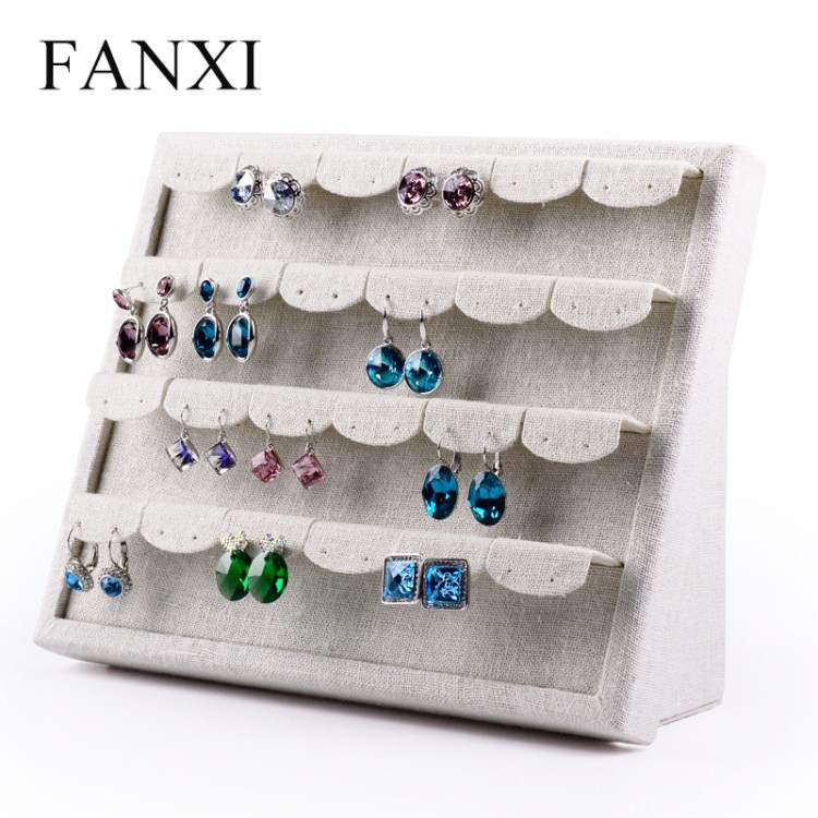 FANXI/凡西韩麻布耳环架四层耳钉插排饰品展示架道具饰品展示架