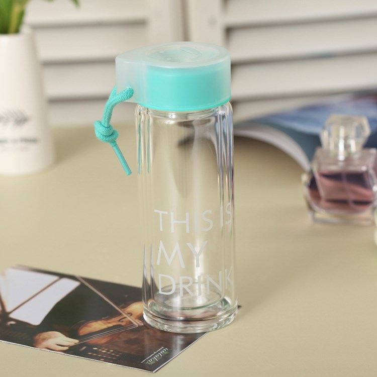 艾可絲創意雙層玻璃杯 小清新情侶時尚水杯 學生戶外運動杯子批發